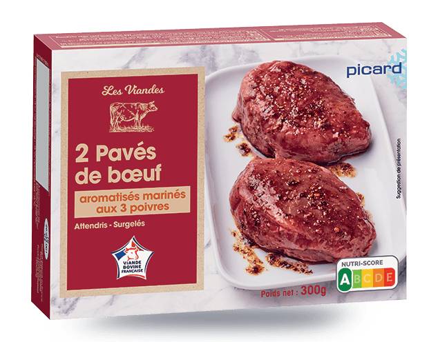 2 pavés de bœuf marinés aux trois poivres