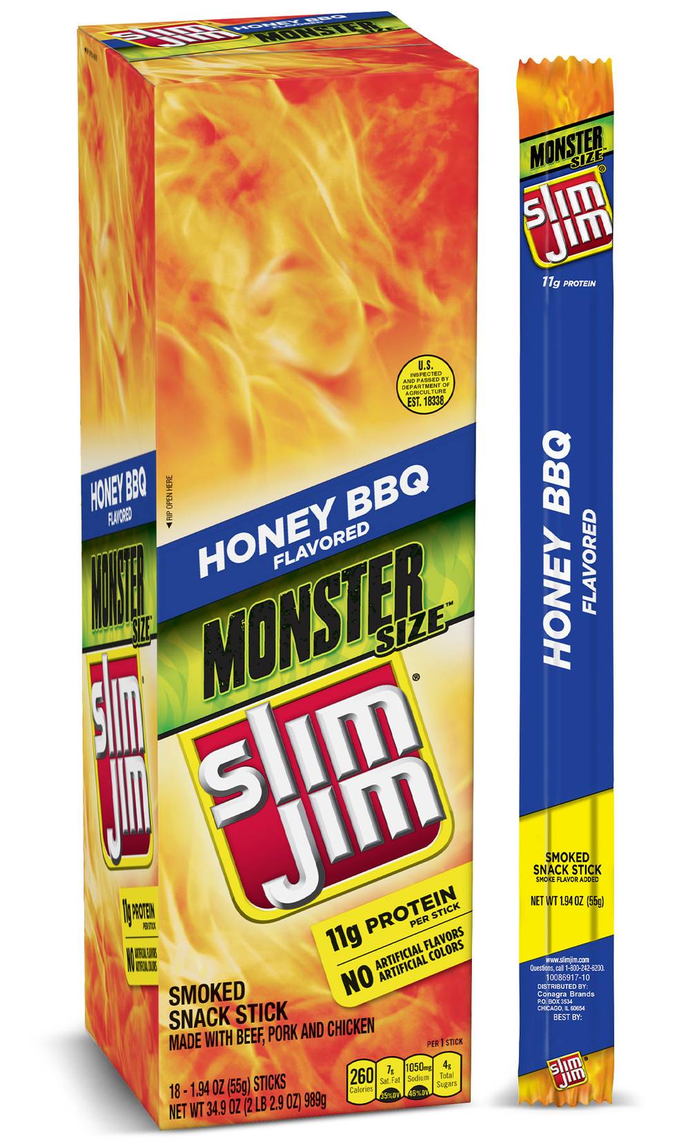 Slim Jim Smoked Honey Bbq Flavored Snack Stick (0.32 oz)