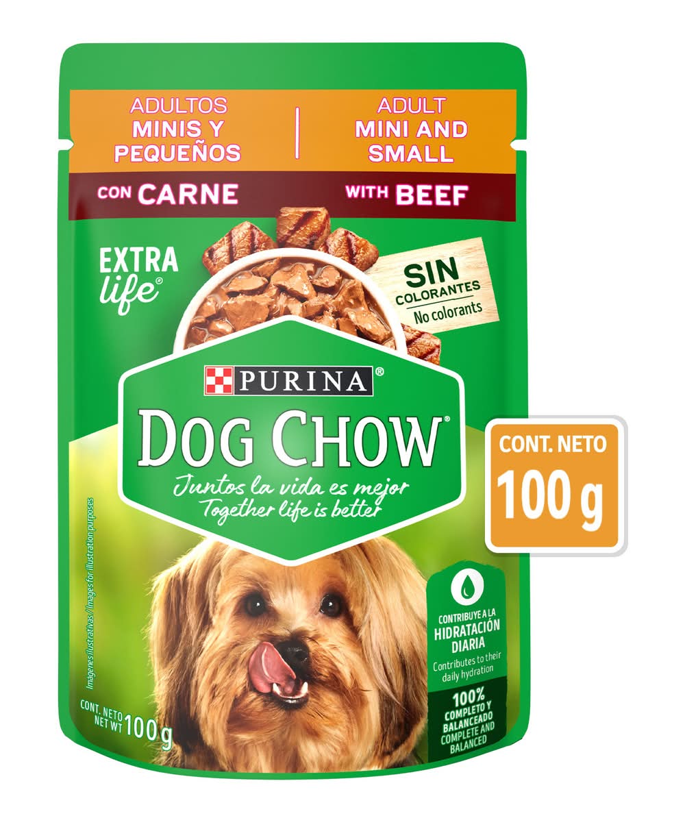Purina Dog Chow · Alimento húmedo para perros, carne, Adulto Mini-Pequeños (100 g)