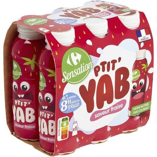 Carrefour Sensation - Petit yab yaourt à boire (fraise)