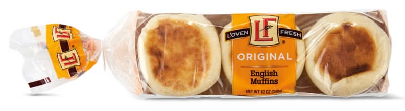L'oven Fresh Plain English Muffins, 6 count