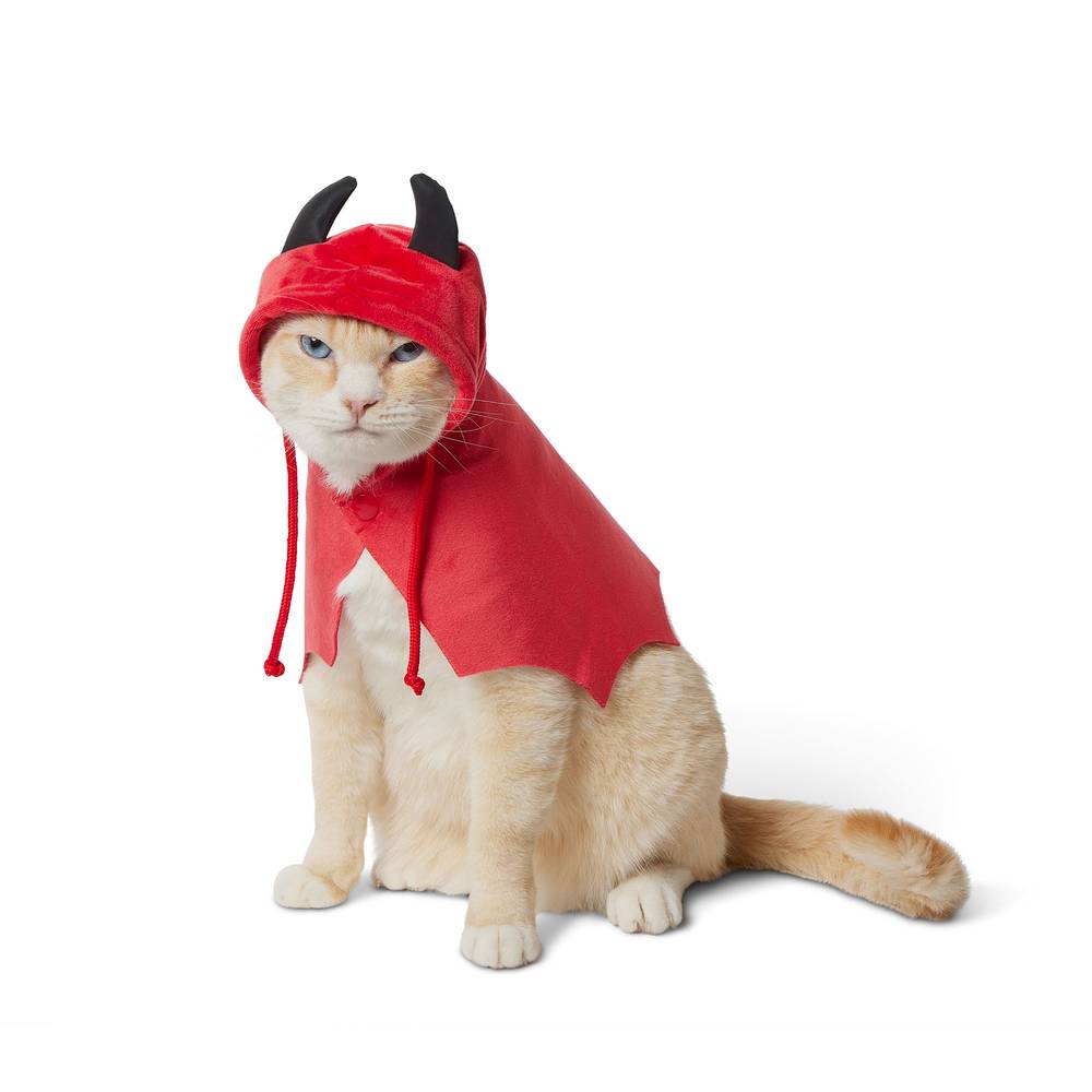 Thrills & Chills Reflective Devil Cape For Cats (x small - small/red)