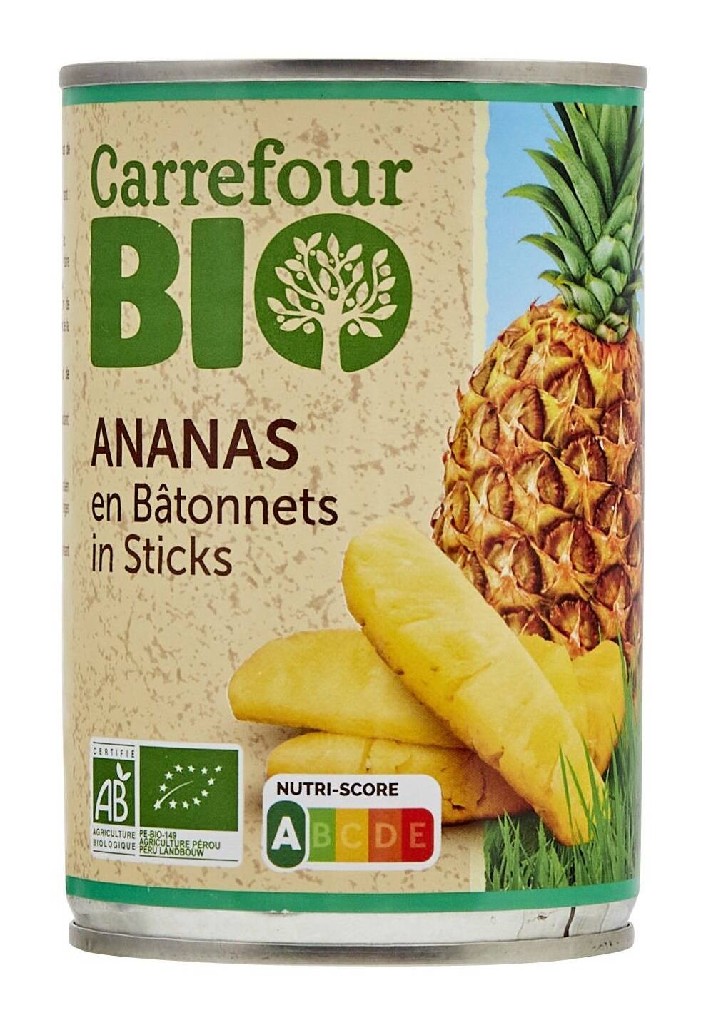Carrefour Bio - Ananas en bâtonnets (425g)