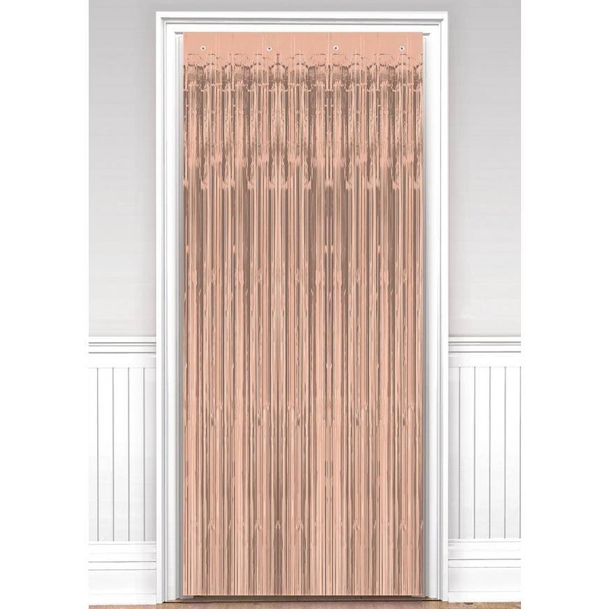 Party City Doorway Curtain, 3'x8', Rose Gold