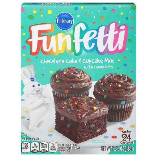 Pillsbury Funfetti Chocolate Cake & Cupcake Mix With Candy Bits
