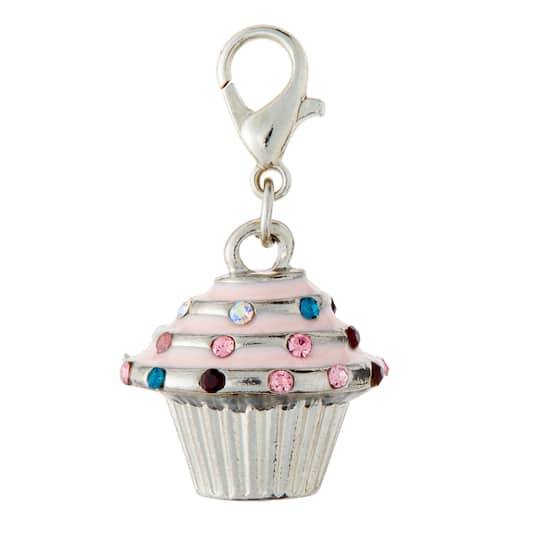 Pink & Silver Cupcake Charm By Bead Landing