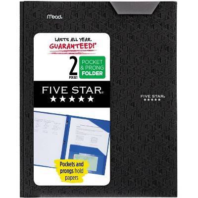 Five Star 2 Pocket Plastic Folder With Prongs ( black)