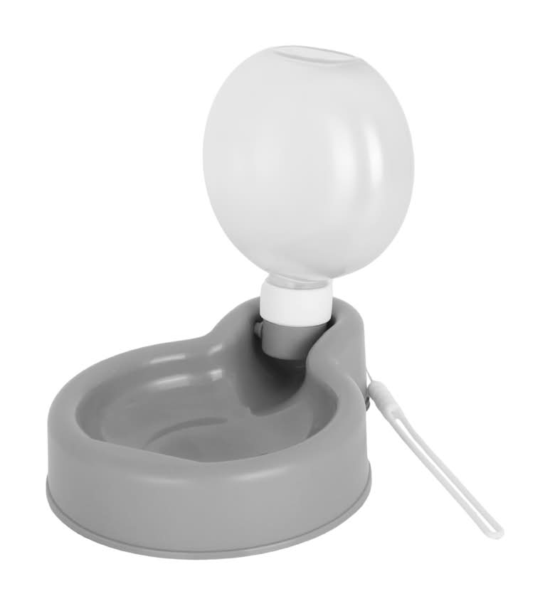 Plato Para Mascota Con Dispensador De Agua  Sintético Gris 18x13x6.3 cm