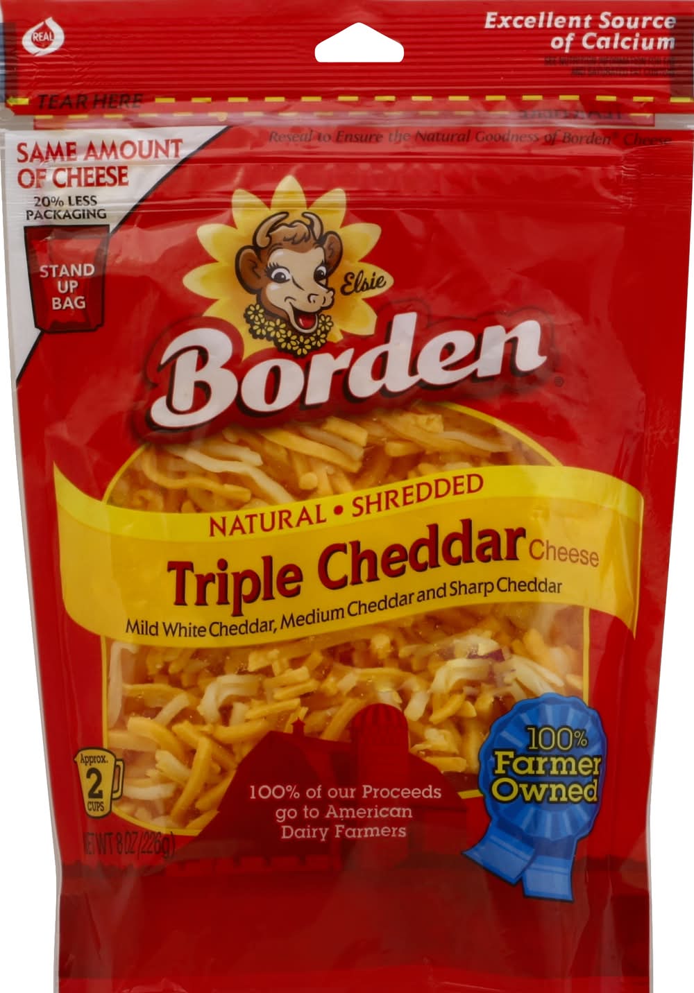 Borden Shredded Triple Cheddar Cheese (8.4 oz)