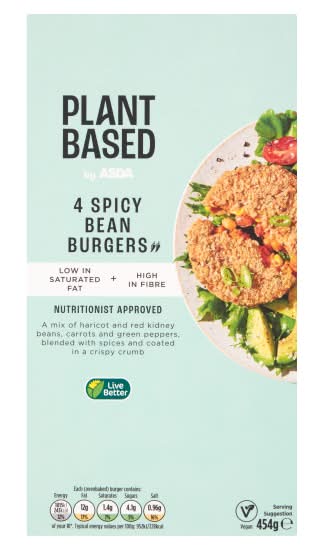 ASDA Plant Based Spicy Bean Burgers (4 pack)