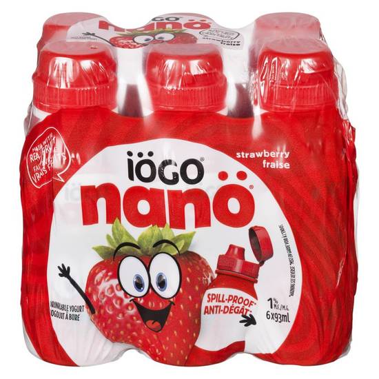 Iögo Nano Drinkable Yogurt Strawberry (6 ct, 93 ml)