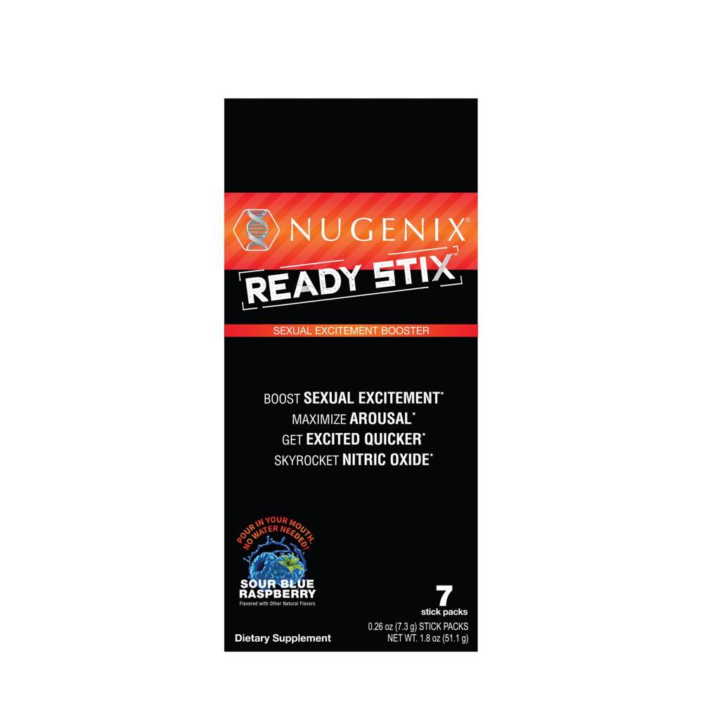 Nugenix Ready Stix Sexual Excitement Booster, Sour Blue Raspberry (0.26 oz, 7 ct)