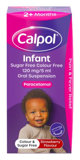 Calpol Sugar & Colour Free Infant Suspension, Paracetamol Medication, For 2+ Months (100ml)