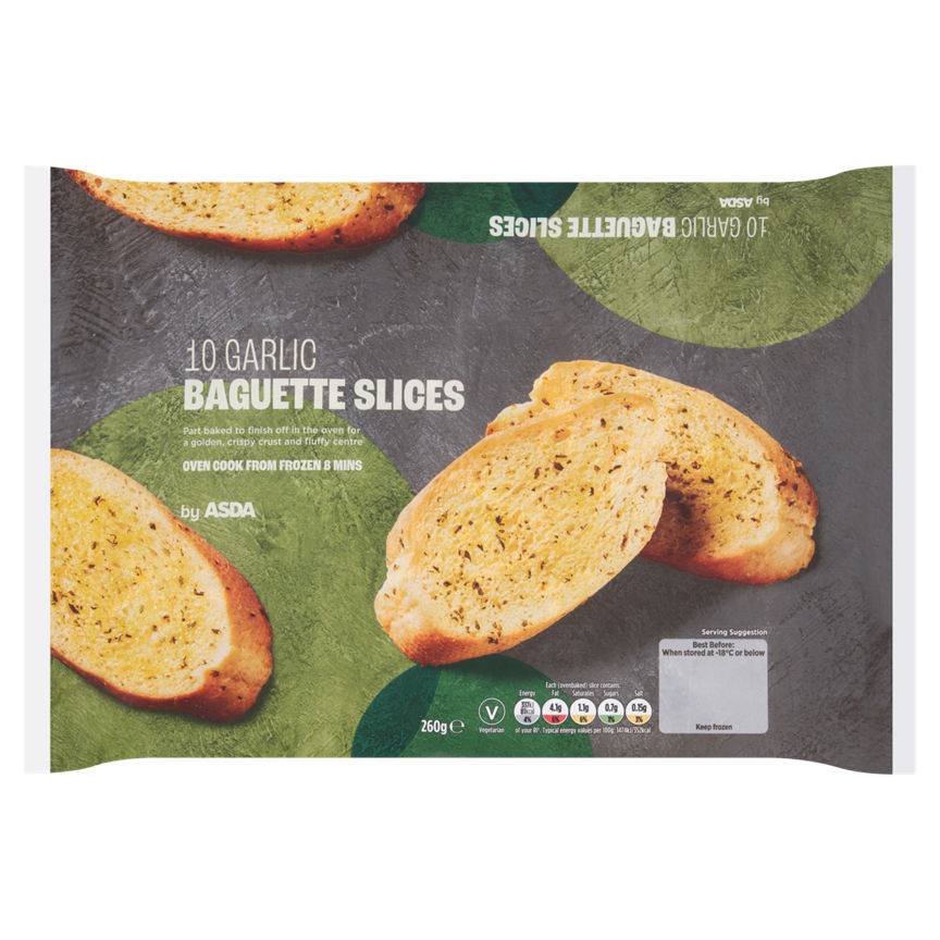 Asda 10 Garlic Baguette Slices 260g