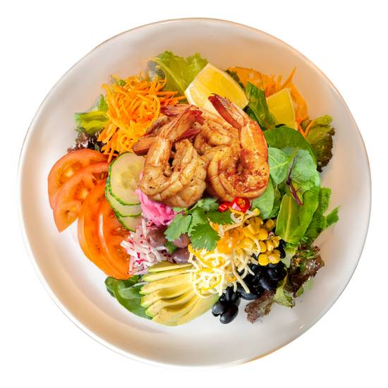 Salade 3 Amigos mex aux crevettes geantes / 3 Amigos mex salad with jumbo shrimps