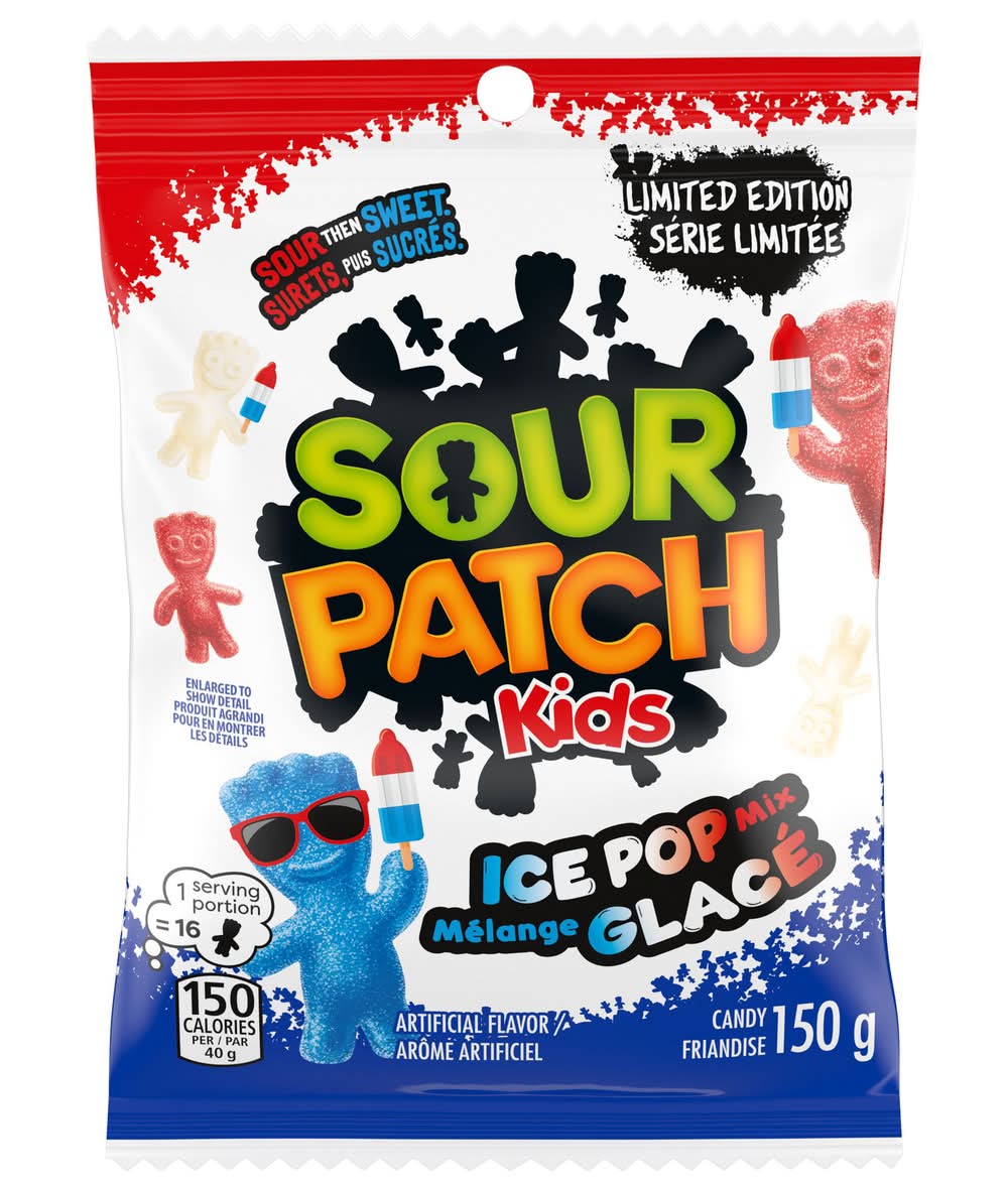 Sour Patch Kids Ice Pop Mix Candy Limited Edition, Redberry-Lemon-Blue Raspberry, (150 g)