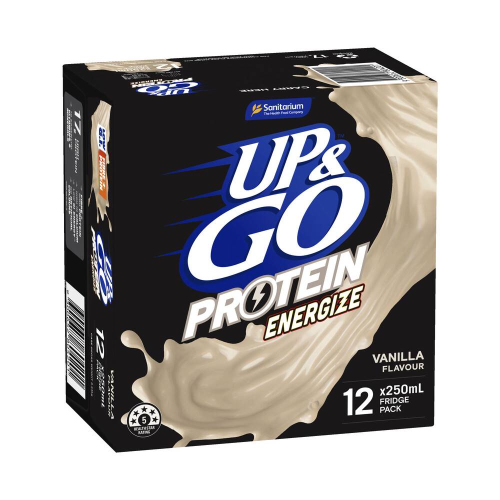 Sanitarium Up&Go Protein Energize Liquid Breakfast Vanilla 250ml (12 pack)