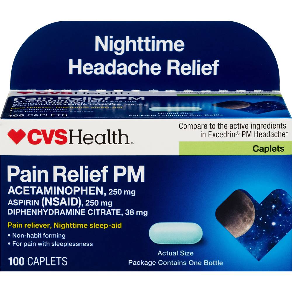 CVS Health Acetaminophen PM Pain Reliever & Nighttime Sleep-Aid Gelcaps, 100 CT