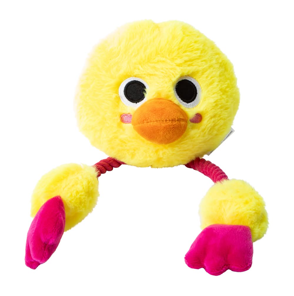 Pet Squeaker Bird With Legs Plush Toy Yellow