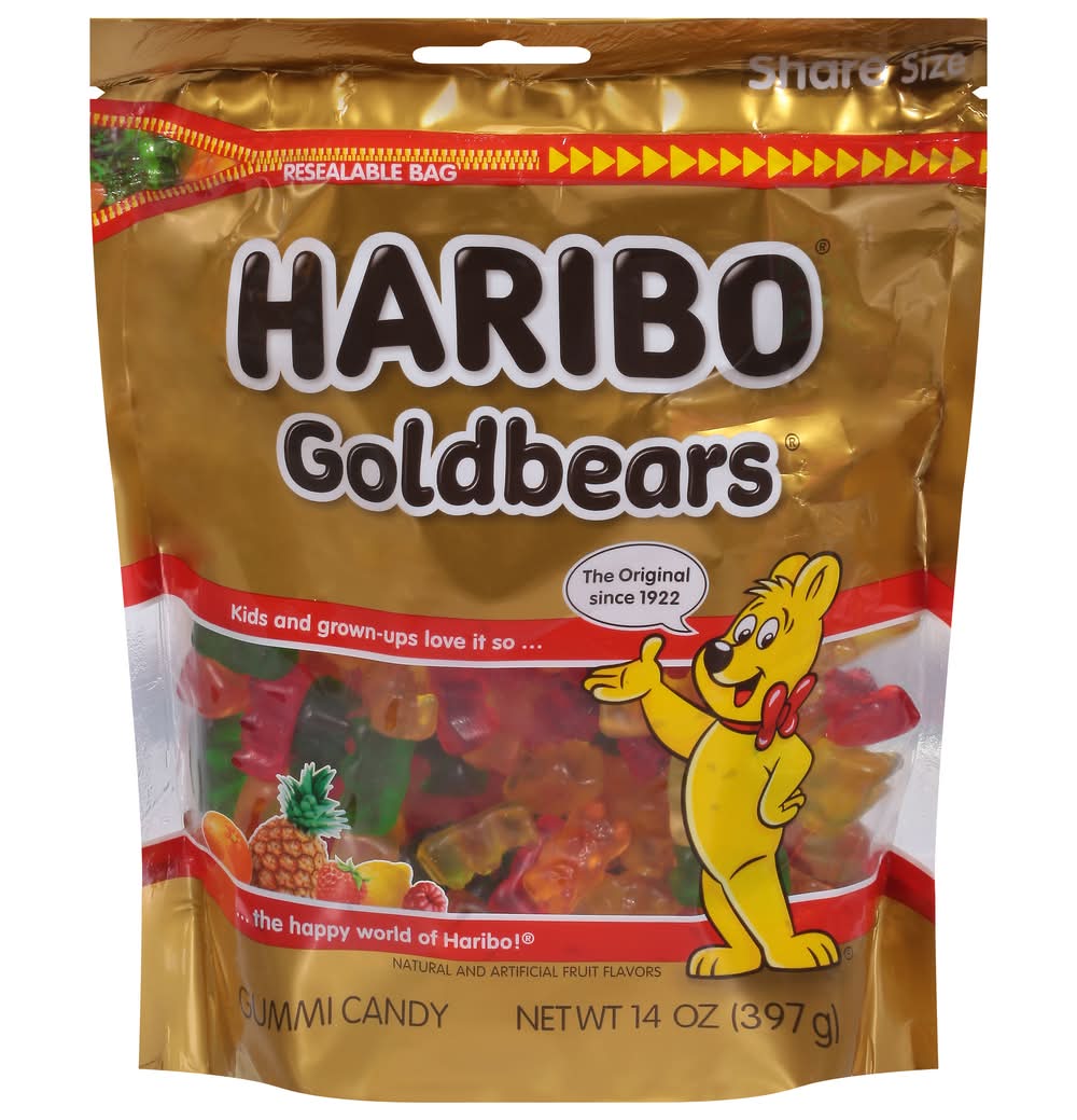 Haribo Goldbears Fruit Flavored Gummi Candy, Pineapple Lemon Raspberry Orange Strawberry (14 oz)