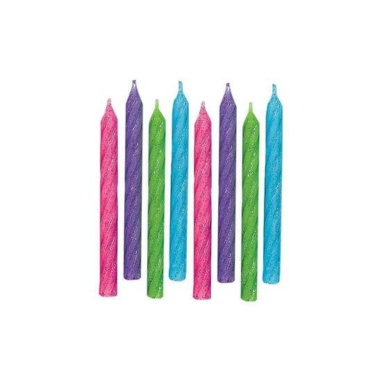 Amscan Large Glitter Spiral Candles - Brights (unit)
