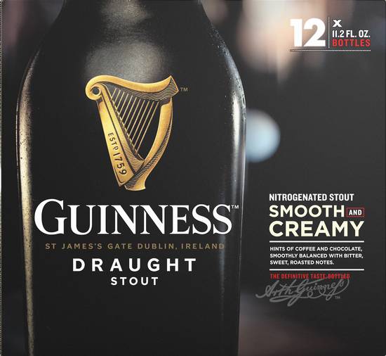 Guinness Smooth and Creamy Draught Stout Beer (12 ct, 11.2 fl oz)