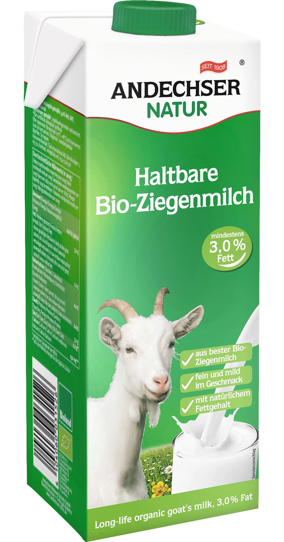 Andechser Natur - Lait de chèvre bio 3% mg (1L)