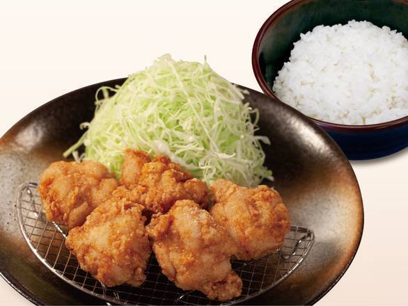 本格唐揚げ５個定食 Japanese AuthenticFriedChicken(５ Piece) Set Meal