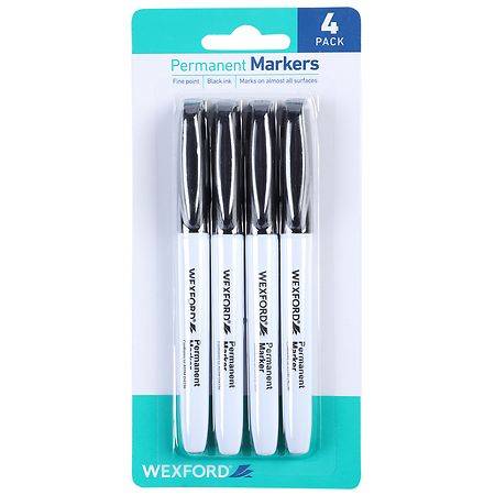 Wexford Fine Point Permanent Markers, Black - 4.0 ea