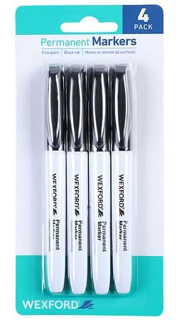 Wexford Fine Point Permanent Black Markers (4 ct)