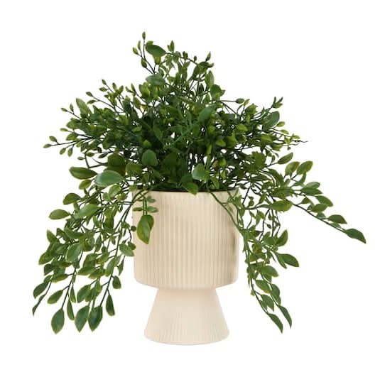 11" Premade Faux Plant In Fluted Ceramic Pot By Ashland