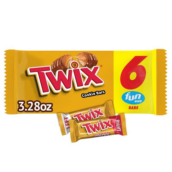 Twix Fun Size Caramel Chocolate Cookie Candy Bar Bulk Pack, 6 ct, 3.28 oz