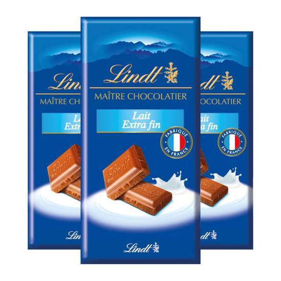 Lindt Chocolat - Maître Chocolatier - Tablette de chocolat - Lait -  Extra Fin 3x110 g