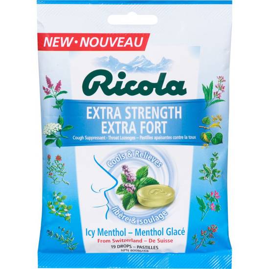Ricola Cough Suppressant Throat Lozenges Extra Strength Icy Menthol (19 ea)