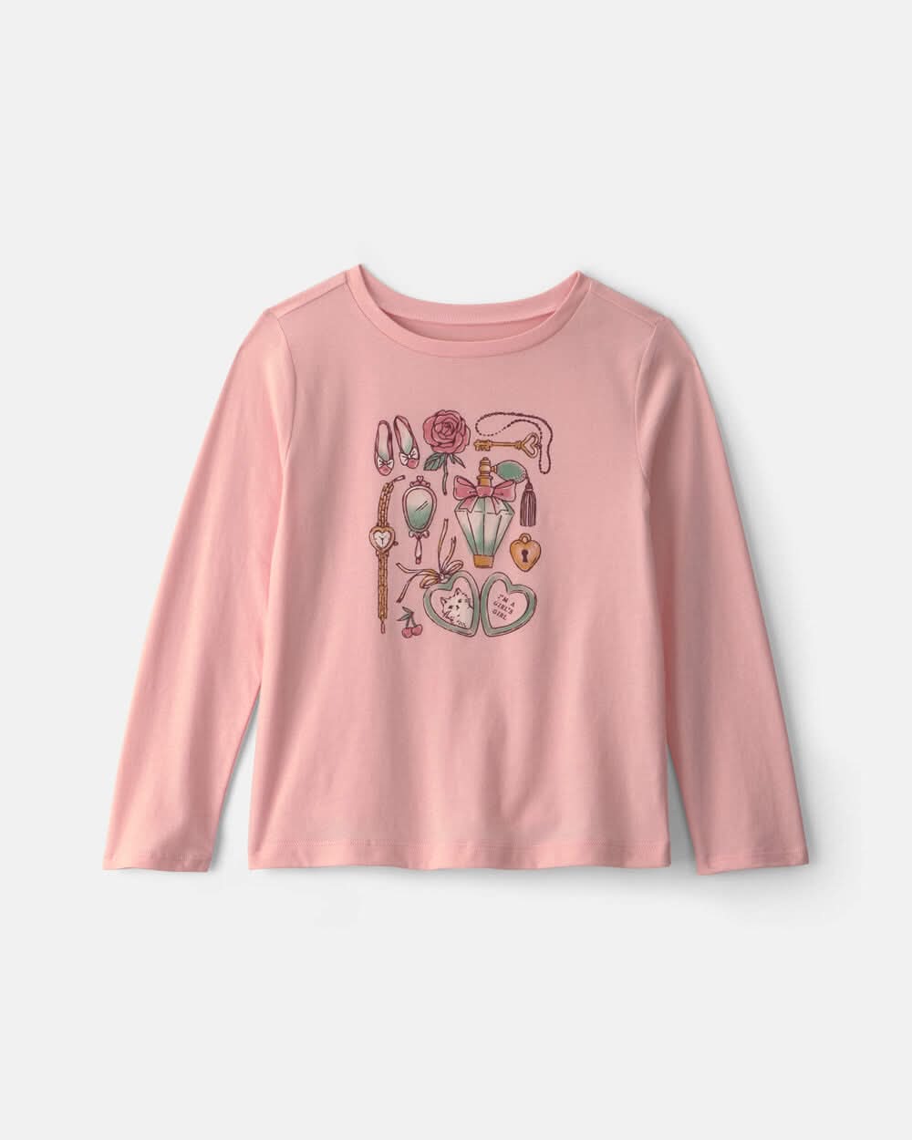 Girls Girly Icons Long-Sleeve Graphic Tee - Pink - M