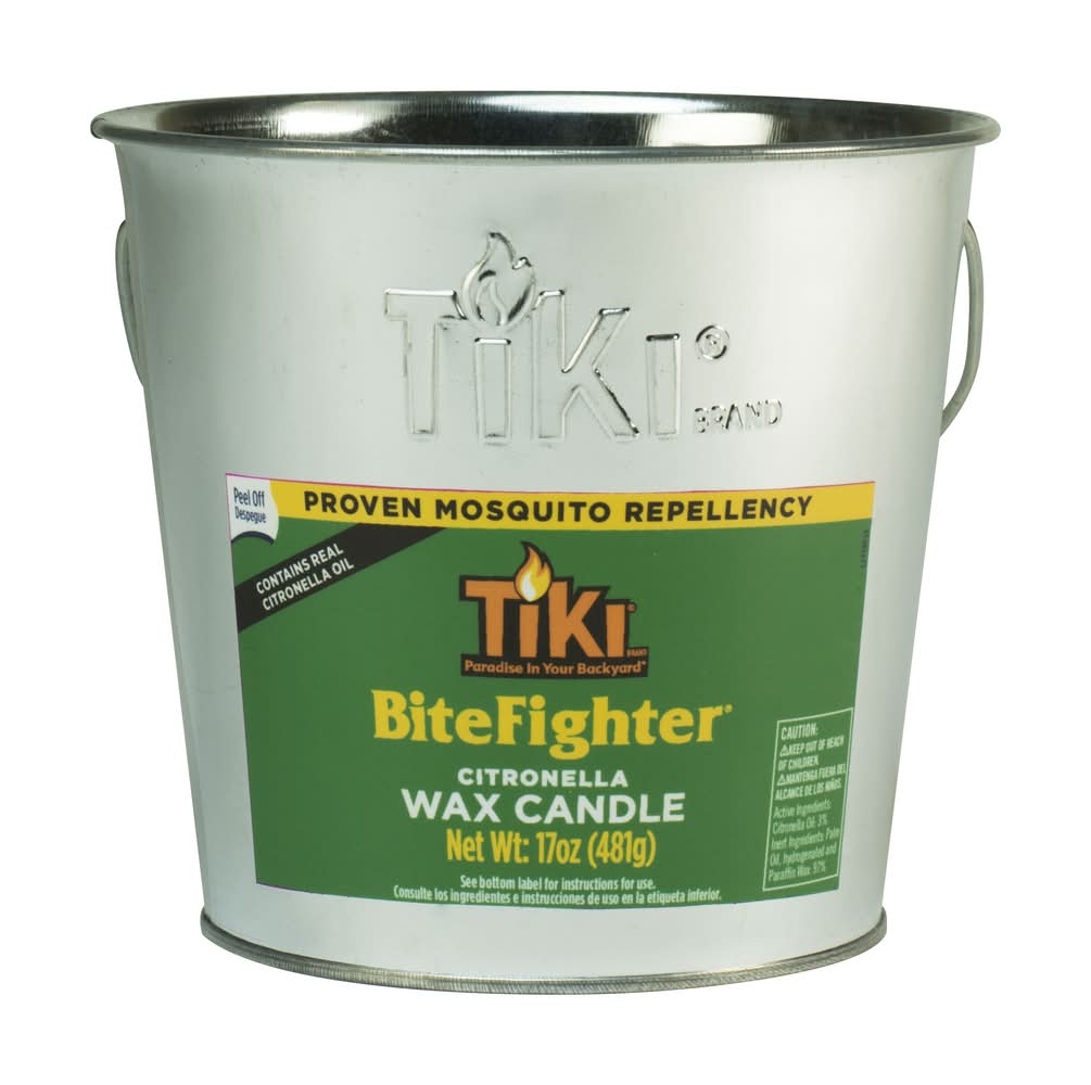 TIKI TIKI Brand BiteFighter 1 -Wick Silver Tabletop Citronella Candle