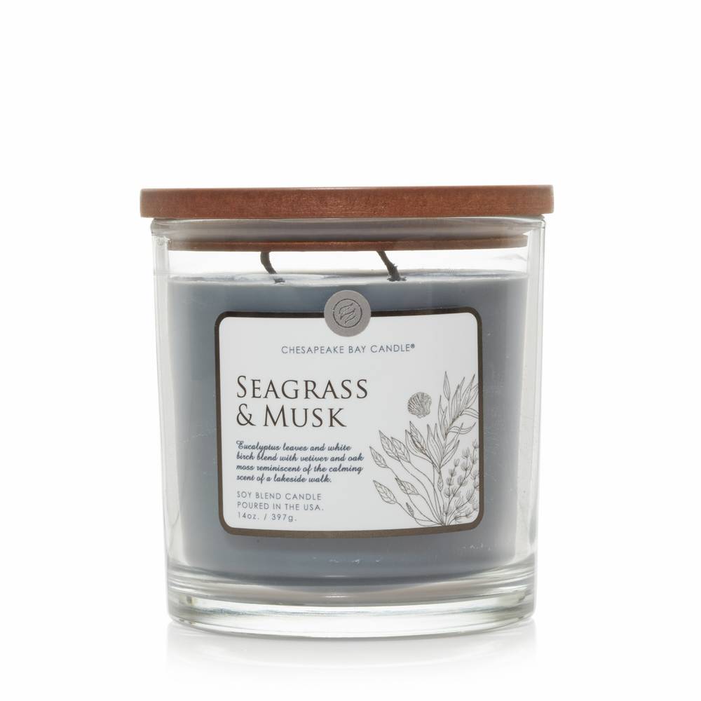 Chesapeake Bay Candle Botany Collection, 3 Wick Jar Candle, Seagrass & Musk (14 oz)