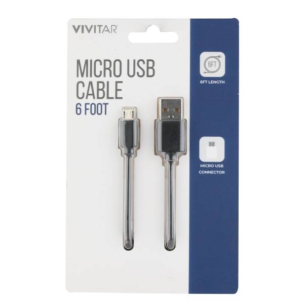 Vivitar Usb-A To Micro Usb Cable (6"/black)