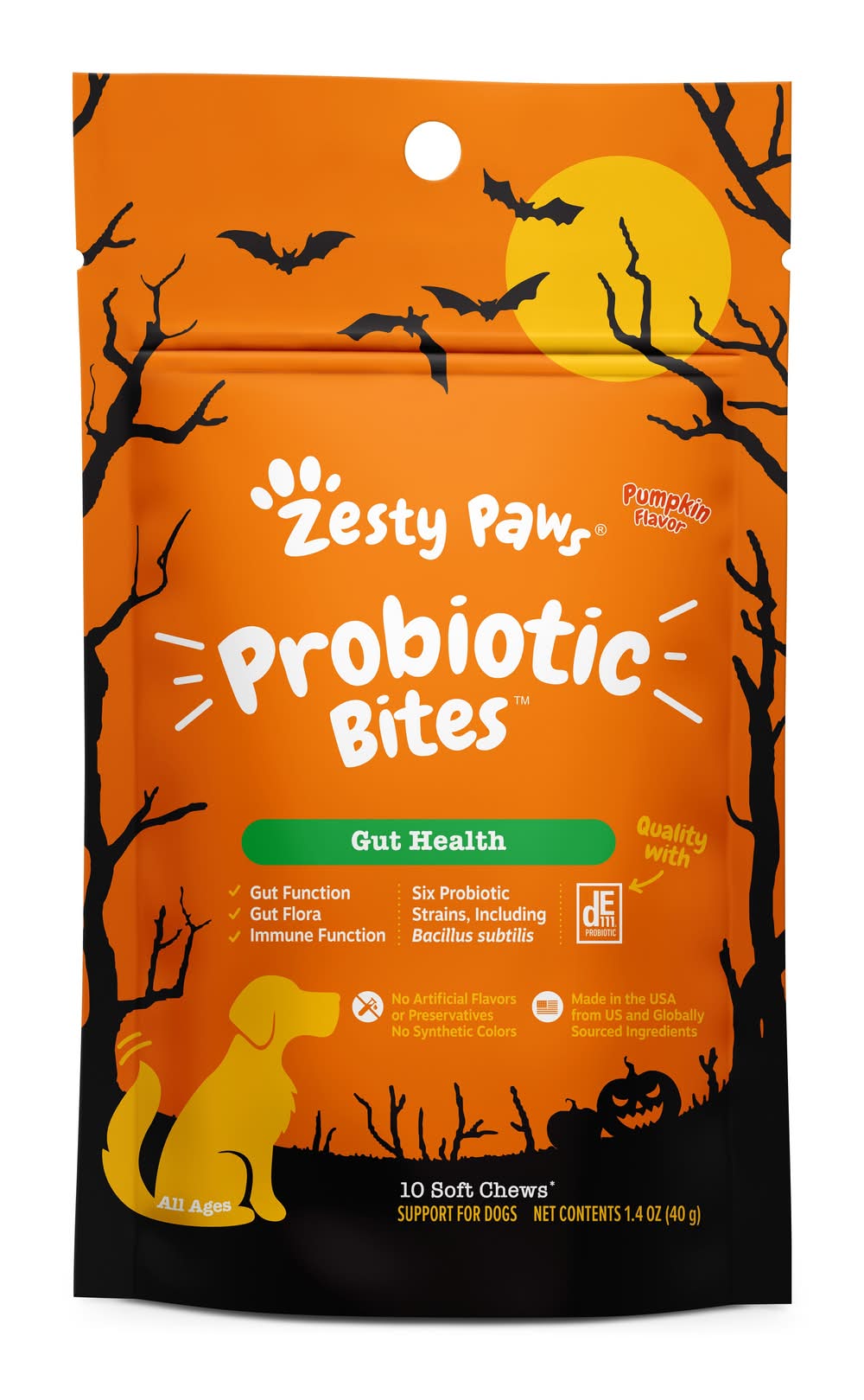 Zesty Paws Probiotic Bites Soft Chews For Dogs, Pampkin (1.4 oz, 10 ct)