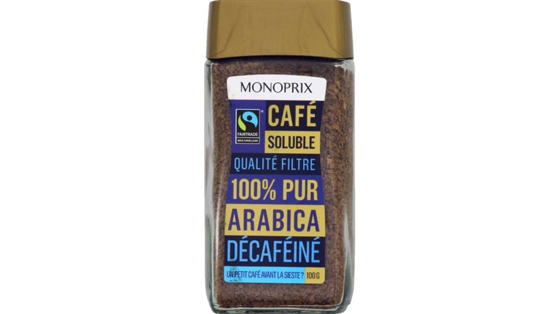 Monoprix Café soluble 100% pur arabica décaféiné Le bocal de 100 g