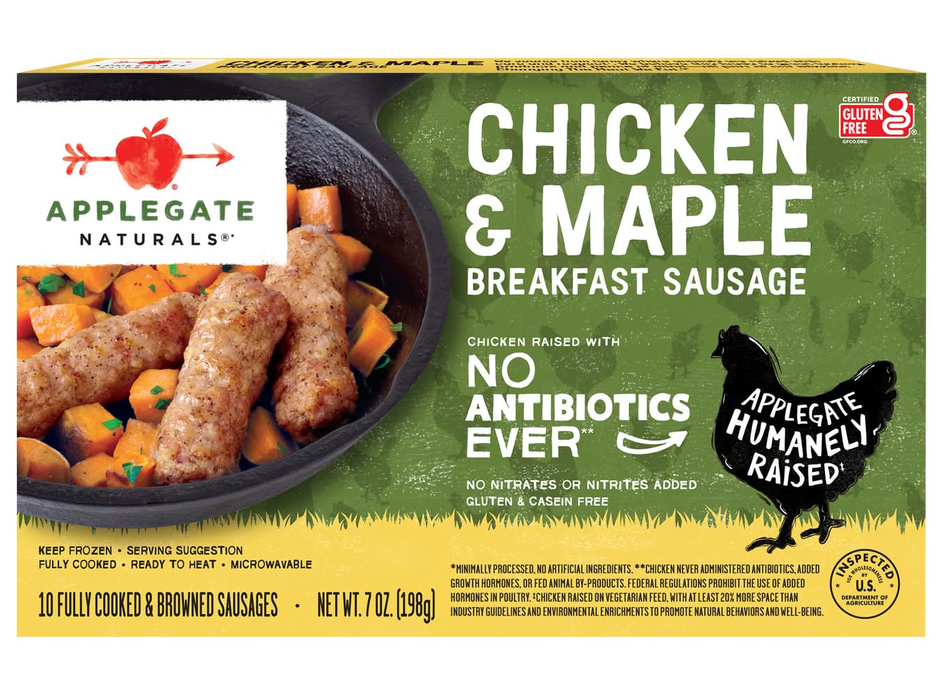 Applegate Fully Cooked Breakfast Sausages, Chicken & Maple (7 oz, 10 ct)