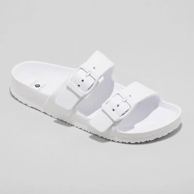 Shade & Shore Neida Eva Two Band Footbed Slide Sandals, Women, 10, White
