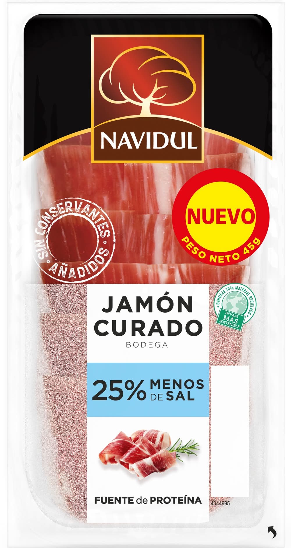 Jamon curado reducido en sal · Navidul (45 g)