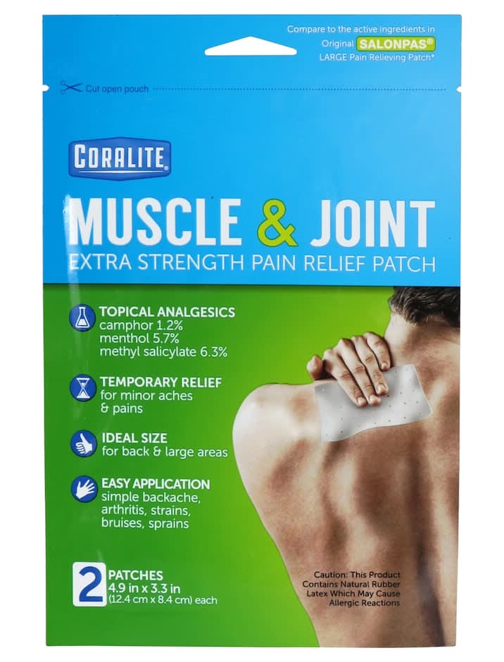 Coralite Extra-Strength Muscle & Joint Pain Relief Patch, 4.9x3.3 in (2 ct)