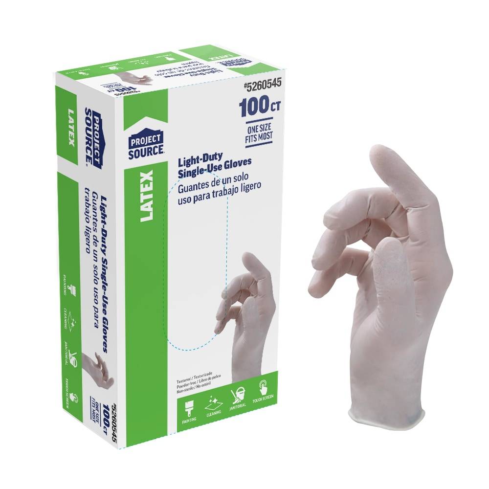 Project Source 100-Count One Size Fits All Latex Disposable Cleaning Gloves | PSLX3100CT