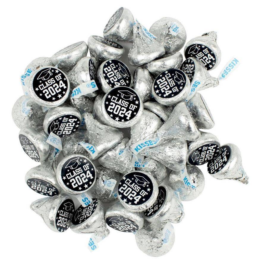 Black Class of 2024 Graduation Sticker Hershey's Milk Chocolate Kisses, 50pc