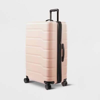 Open Story Hardside Checked Suitcase, L, Pink