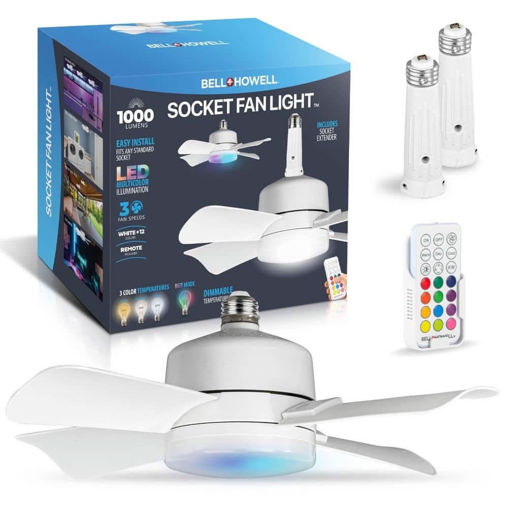 Bell + Howell 15.7 In. Indoor White Ceiling Fan With Remote, Rgb Cct Led Light, Socket