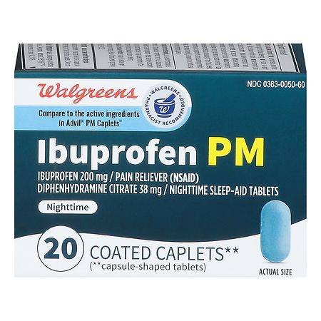 Walgreens Ibuprofen 200 mg and Diphenhydramine Citrate 38 mg Coated Caplets