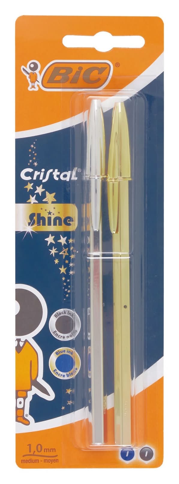 Esferográfica Cristal Shine Dourada e Prateada Bic